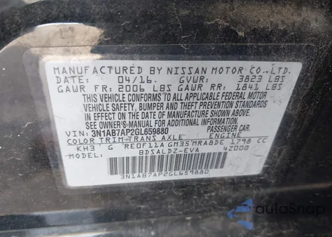 2016 Nissan Sentra Sv из США, поврежденный, VIN 3N1AB7AP2GL659880